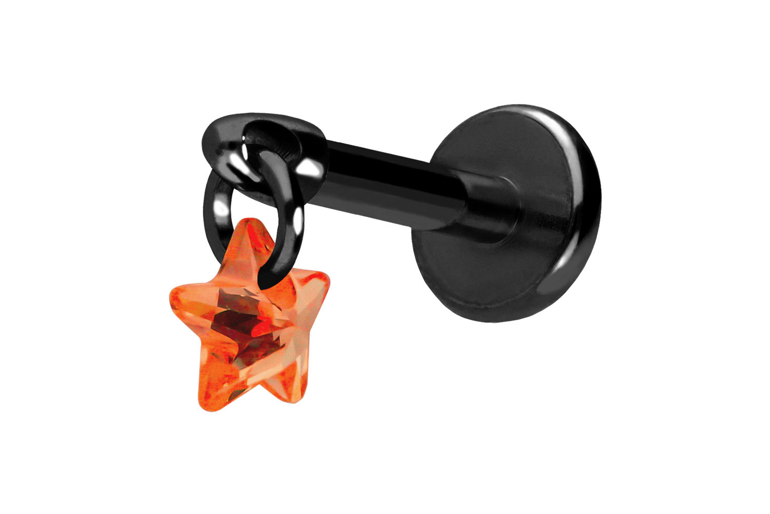 Titan Labret Piercing mit Push Fit KRISTALLSTERN